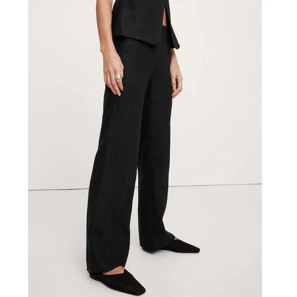 NWT! Banana Republic Black Euro Linen The Everyday Wide-Leg Trouser Pants XXL